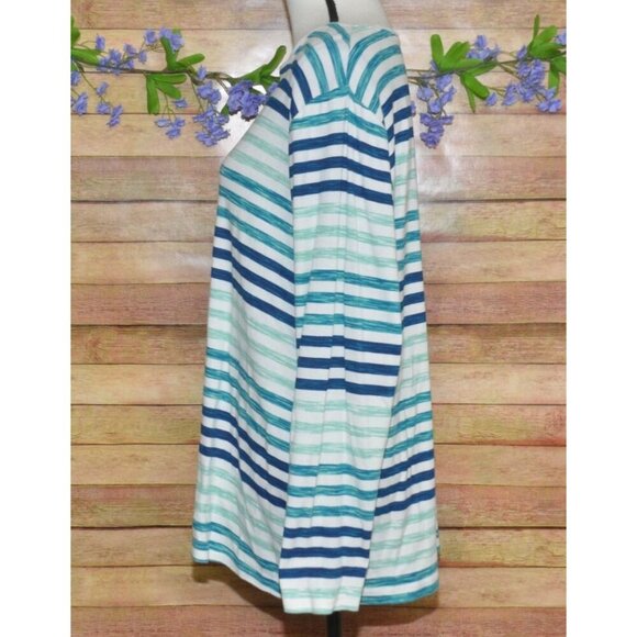 Croft & Barrow Plus Size 2X Striped Knit Top Long Sleeves Stretch Casual Cotton - Picture 4 of 8